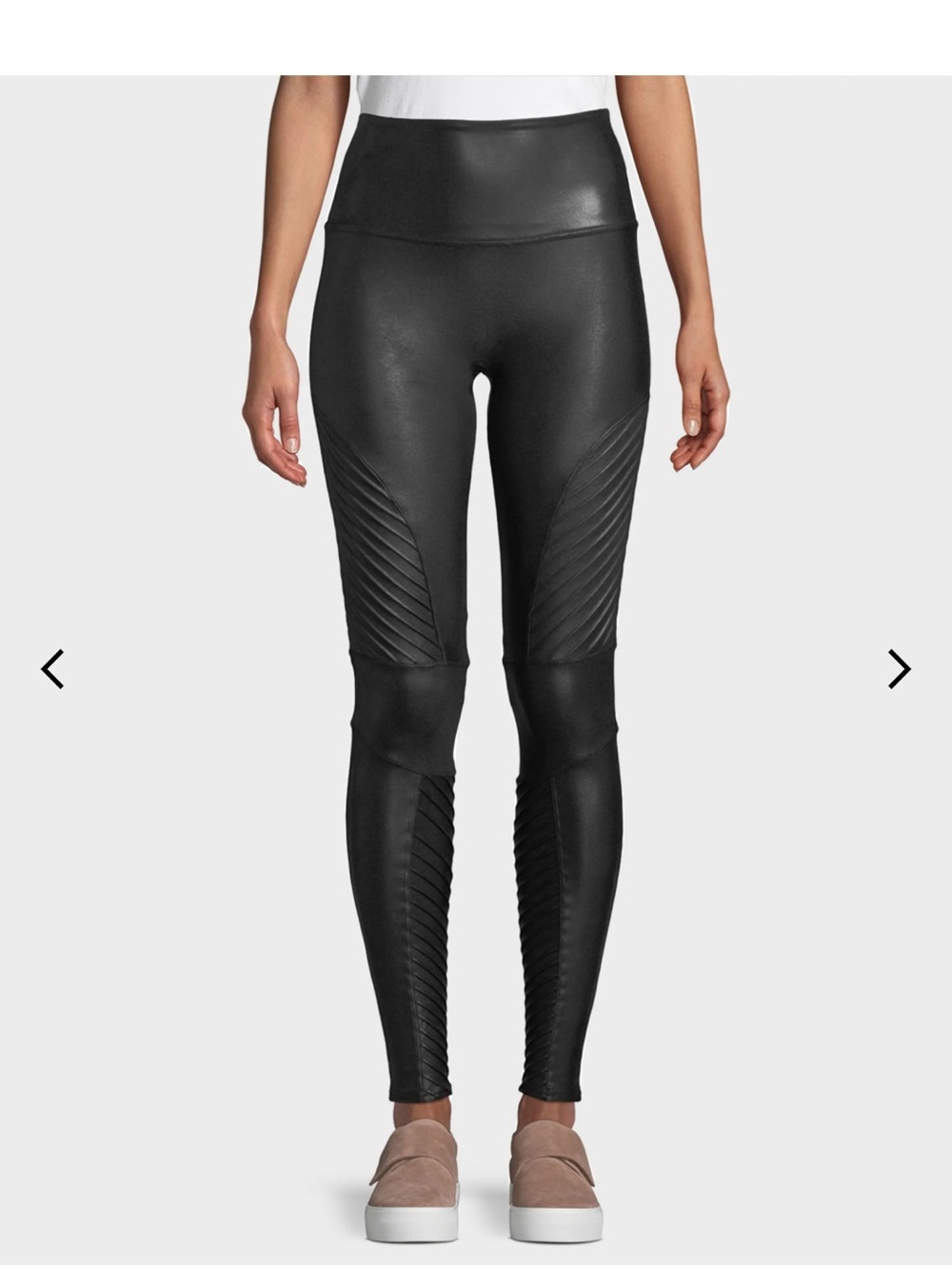 SPANX Black Faux Leather Moto Leggings Small